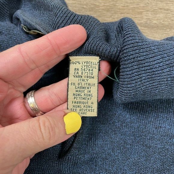 Vintage Joseph Abboud Sweater Blue Solid Knit Long Sleeve Pullover Henley Mens - Picture 5 of 8